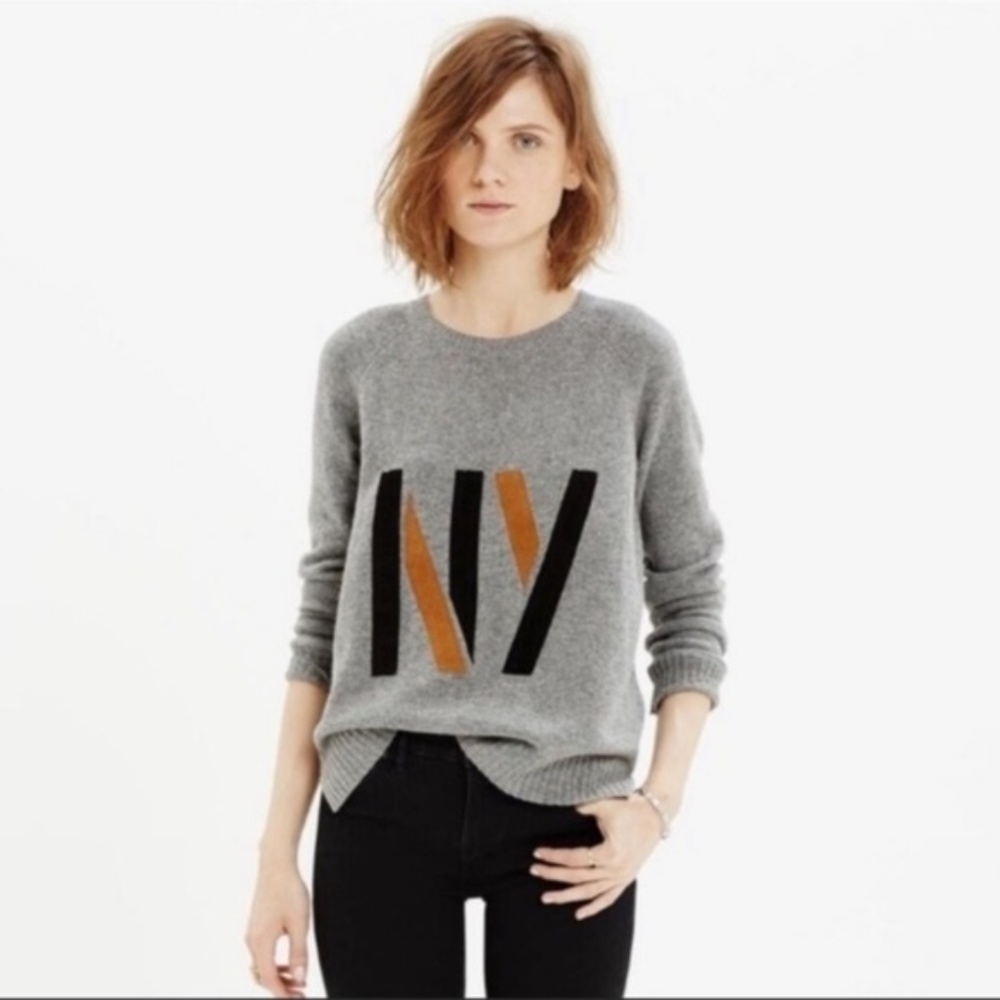 Madewell NY Wool and Suede Pullover Sweater